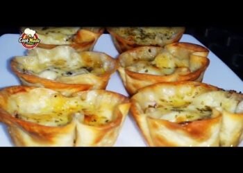 Cestinha de massa de pastel recheada – Receita fácil, rápida e gostosa