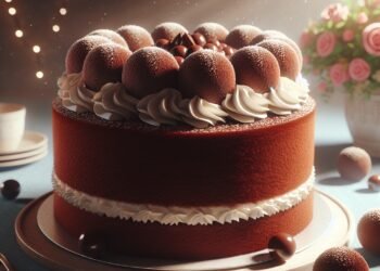 Bolo de chocolate incrivelmente fofinho com cobertura de brigadeiro