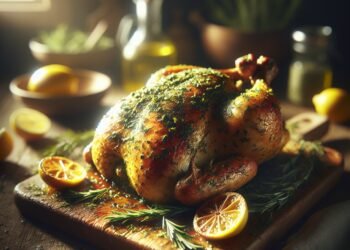 Frango Assado com Crosta de Ervas e Limão