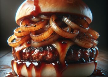 Hamburguer gourmet com cebola caramelizada e molho barbecue: irresistível e fácil de fazer