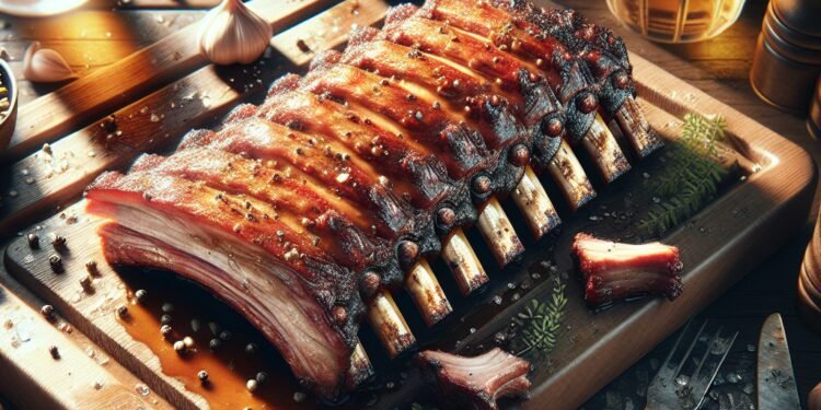 Receita de costela de porco assada com tempero de cerveja