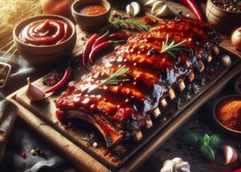 Receita de costelinha de porco assada com molho de barbecue