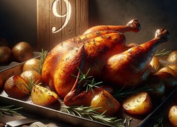 Frango Assado com Batatas e Alecrim