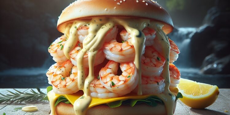 Hamburguer de camarão com maionese de limão siciliano: uma explosão de frescor e sabor