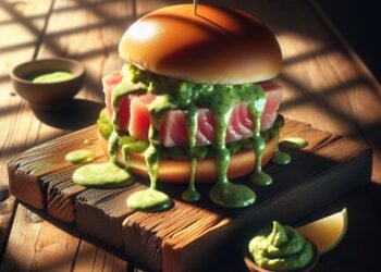 Hamburguer de atum com molho de wasabi e gengibre: uma opção gourmet para os amantes de peixe