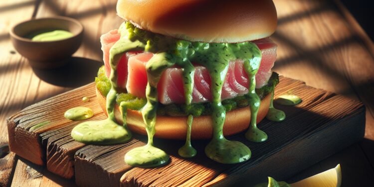 Hamburguer de atum com molho de wasabi e gengibre: uma opção gourmet para os amantes de peixe
