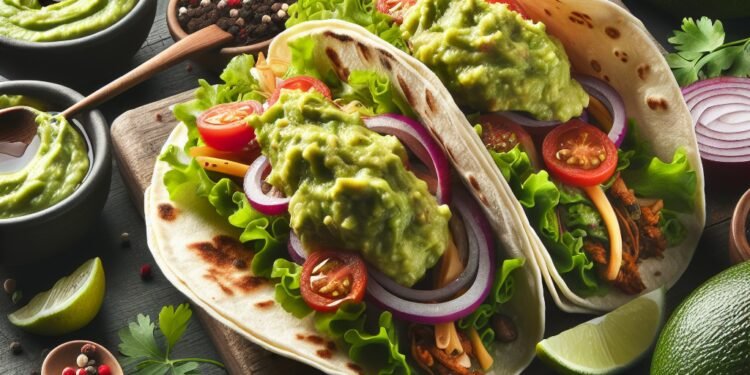 Tacos vegetarianos com guacamole: uma explosão de sabores