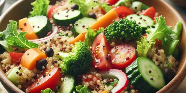 Salada de quinoa com legumes: opção vegetariana e nutritiva