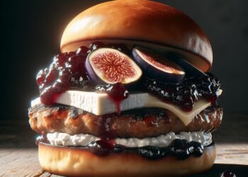 Hamburguer de pato com compota de figo e queijo de cabra: uma combinação sofisticada e deliciosa