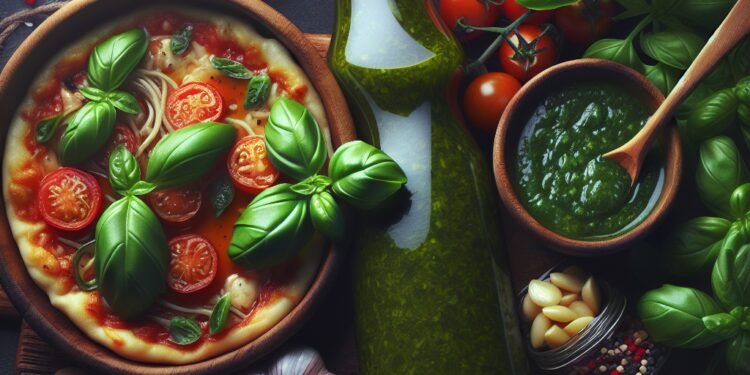 Molho de manjericão fresco para massas e pizzas