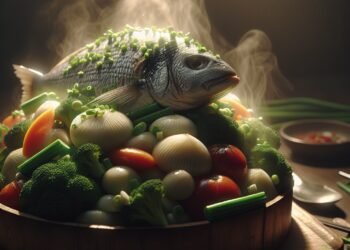 Receita prática de peixe cozido com legumes ao vapor