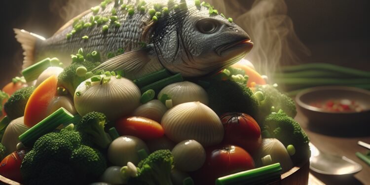 Receita prática de peixe cozido com legumes ao vapor